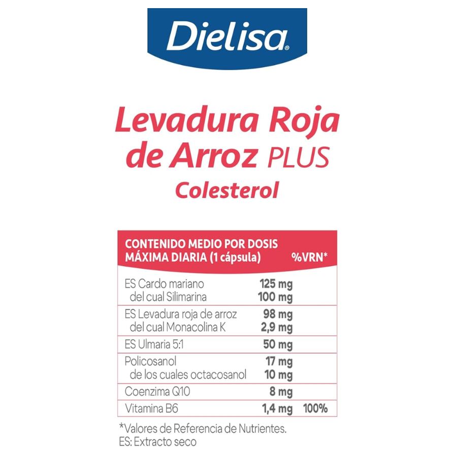 Levadura Roja de Arroz Plus Vegan 60caps Dielisa