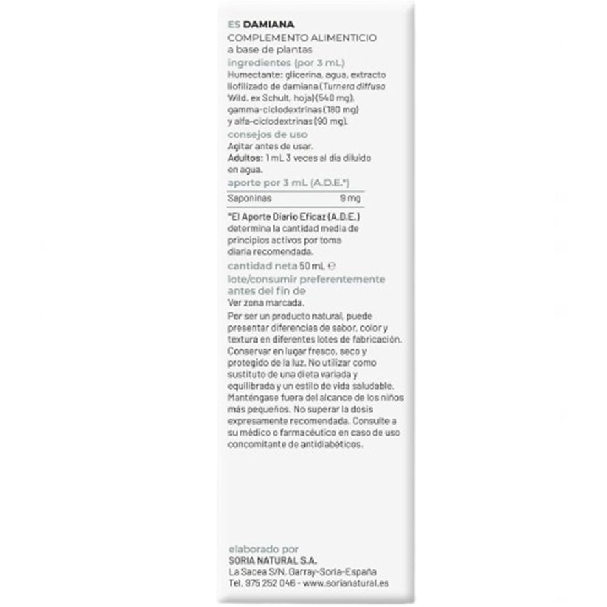 Extracto Damiana 50ml Soria Natural