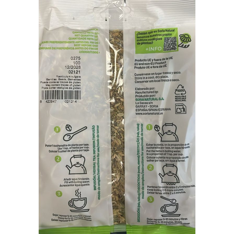 Hinojo Semillas 100g Soria Natural