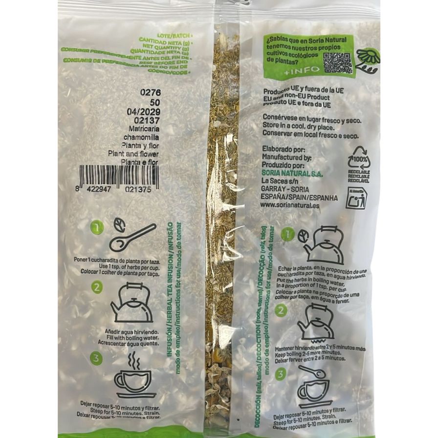 Manzanilla Dulce Bolsa 50g Soria Natural