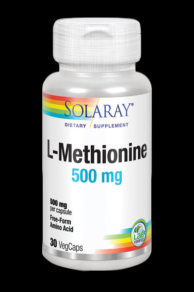 L-Metionina 500 mg Solaray – 30 Cápsulas de Aminoácido Esencial