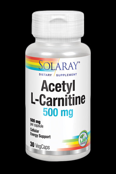 L‑Acetil L‑Carnitina 500 mg Solaray – Suplemento Energético de 30 Cápsulas
