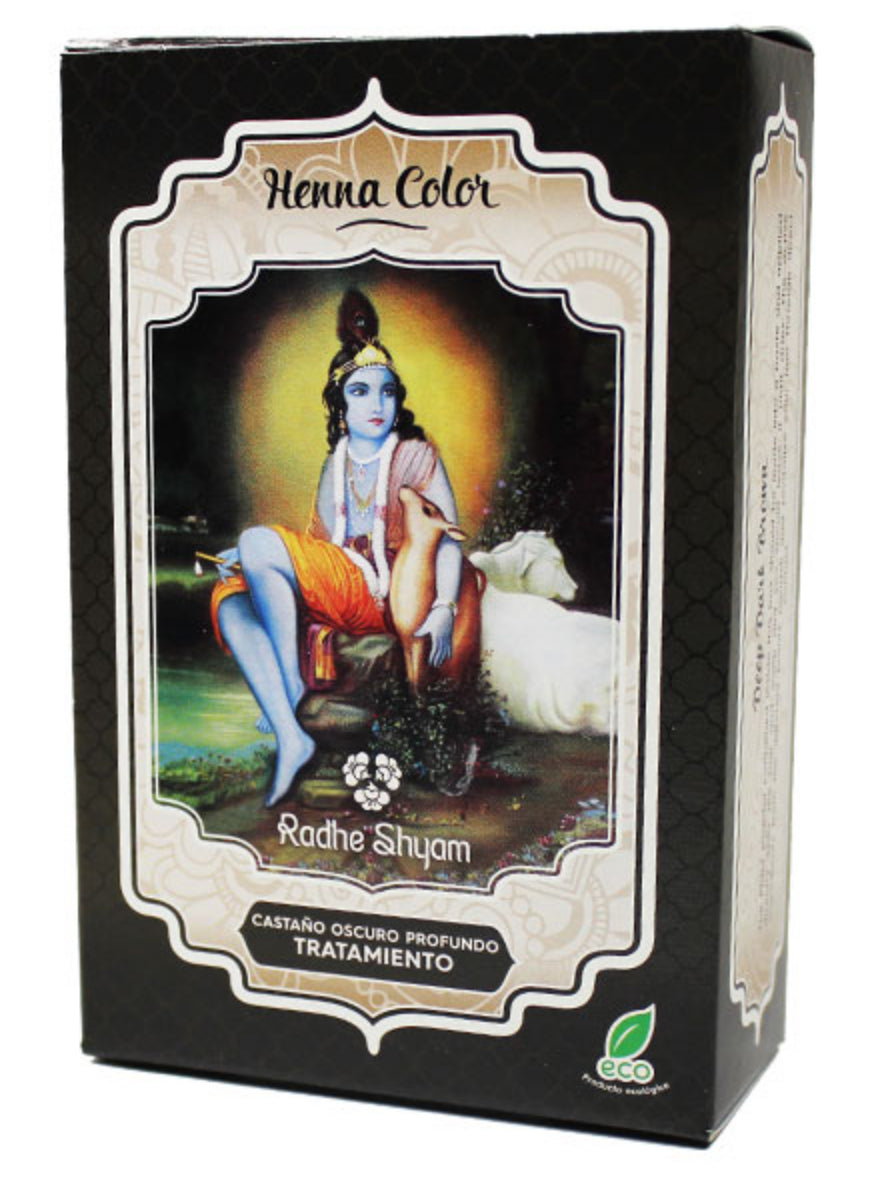 Henna Castaño Oscuro Profundo Radhe Shyam 100 gramos Color Natural