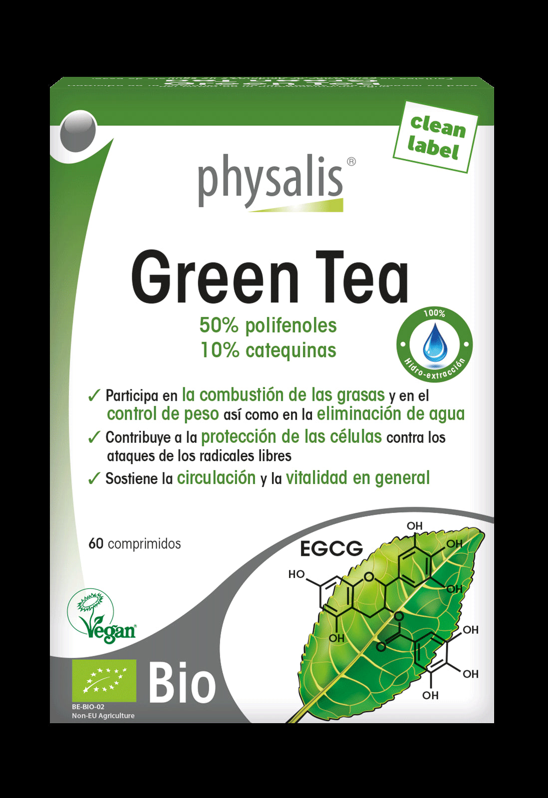 Physalis Té Verde Bio en comprimidos - 60 cápsulas quemagrasas
