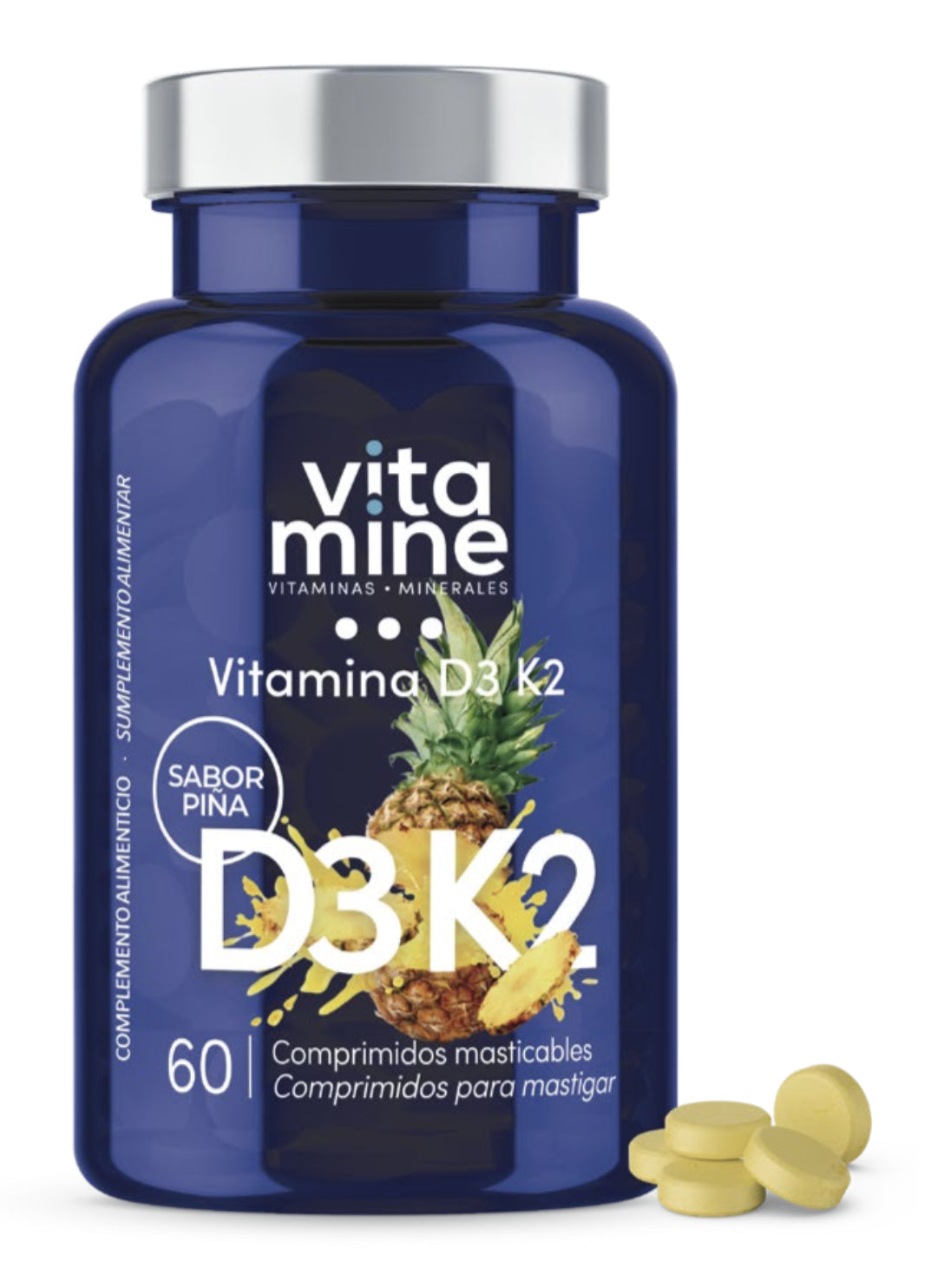 Vitamina D3 y K2 Herbora 60 comprimidos masticables sabor piña