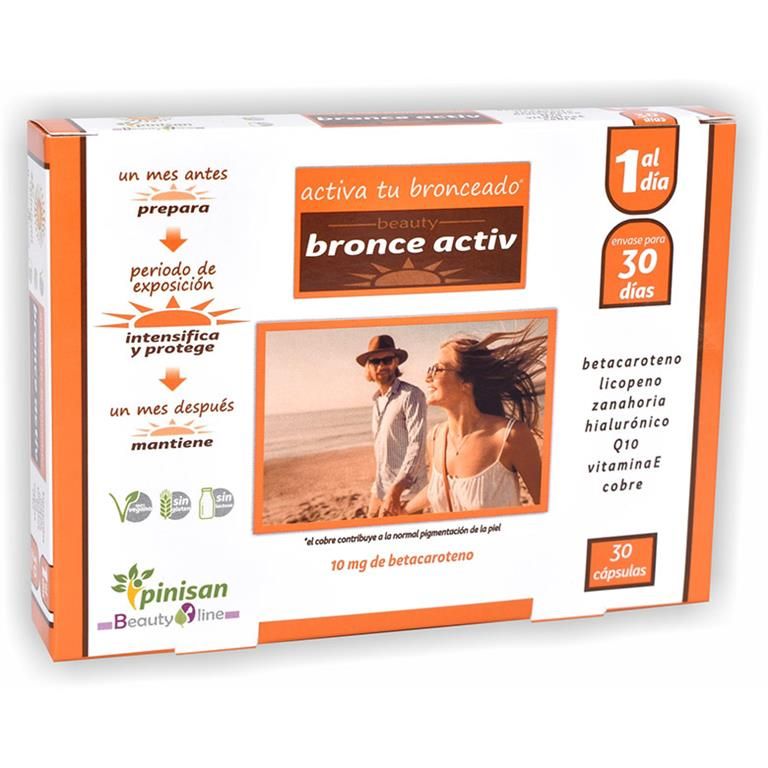 Bronce Activ Pinisan: Cápsulas Veganas para Bronceado Intenso