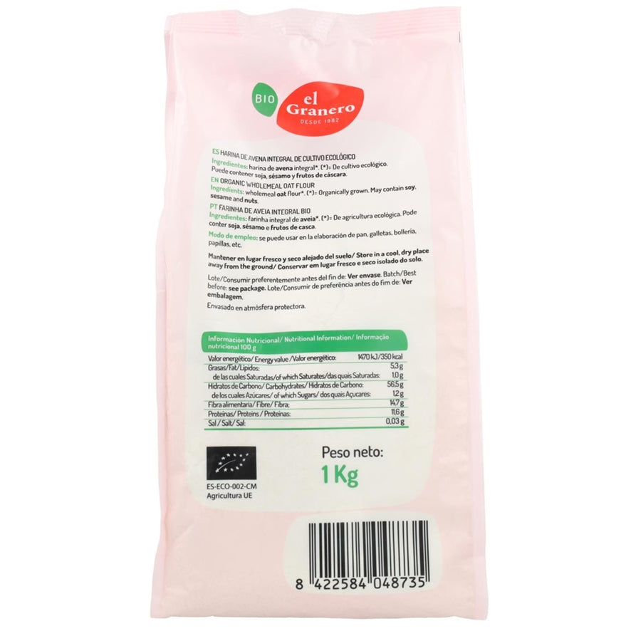 Harina de Avena Integral Bio 1kg El Granero Integral