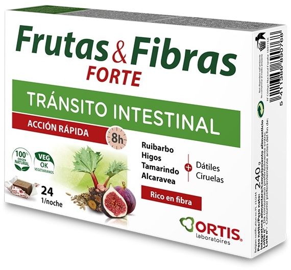 Cubos Frutas & Fibras Forte Ortis 24 unidades para tránsito intestinal
