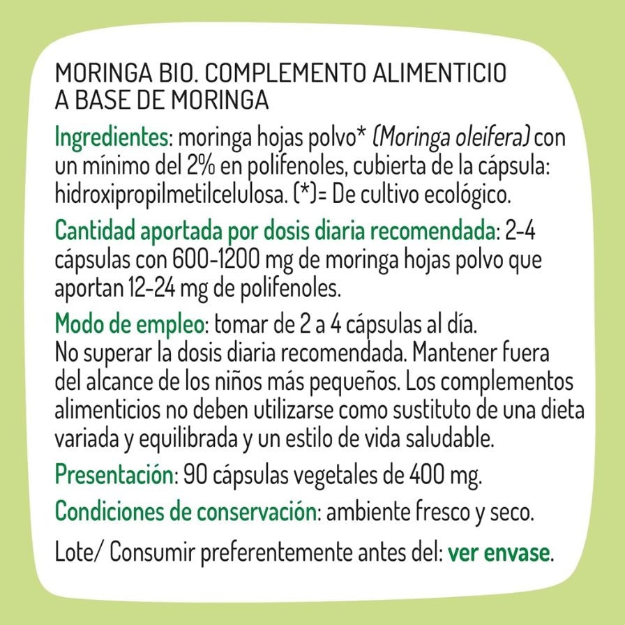 Moringa 400Mg Bio 90caps El Granero Integral