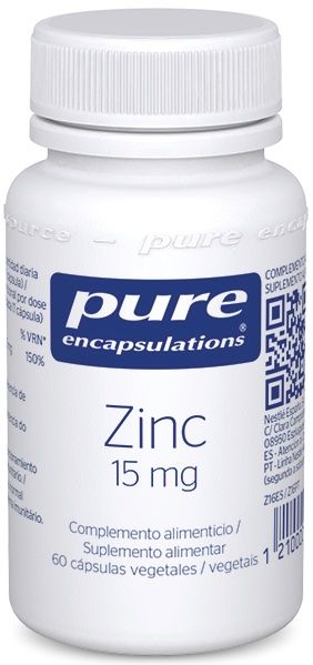 Zinc Pure Encapsulations 60 Cápsulas Veganas 15 mg Alta Biodisponibilidad
