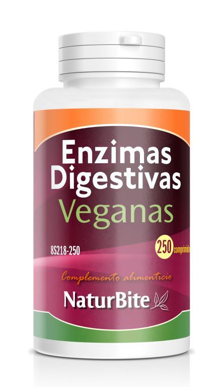 Enzimas Digestivas Veganas NaturBite 250 Comprimidos para Digestión Óptima