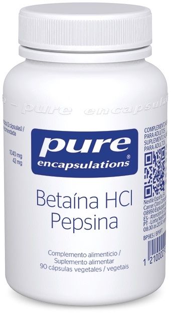Betaína HCl y Pepsina 90 Cápsulas Pure Encapsulations para Digestión