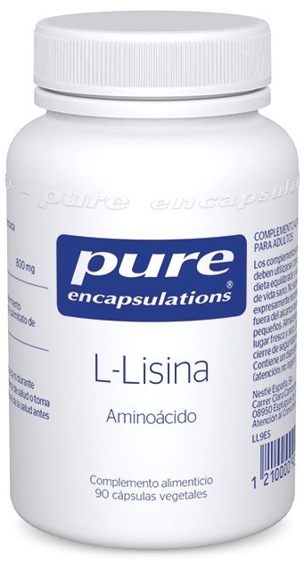 L-Lisina 90 Cápsulas Pure Encapsulations Suplemento Aminoácido Vegano