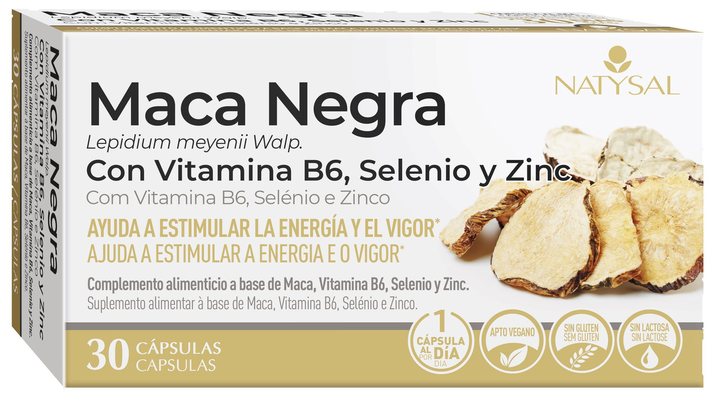Maca Negra Vitamina B6, Zinc y Selenio – 30 cápsulas