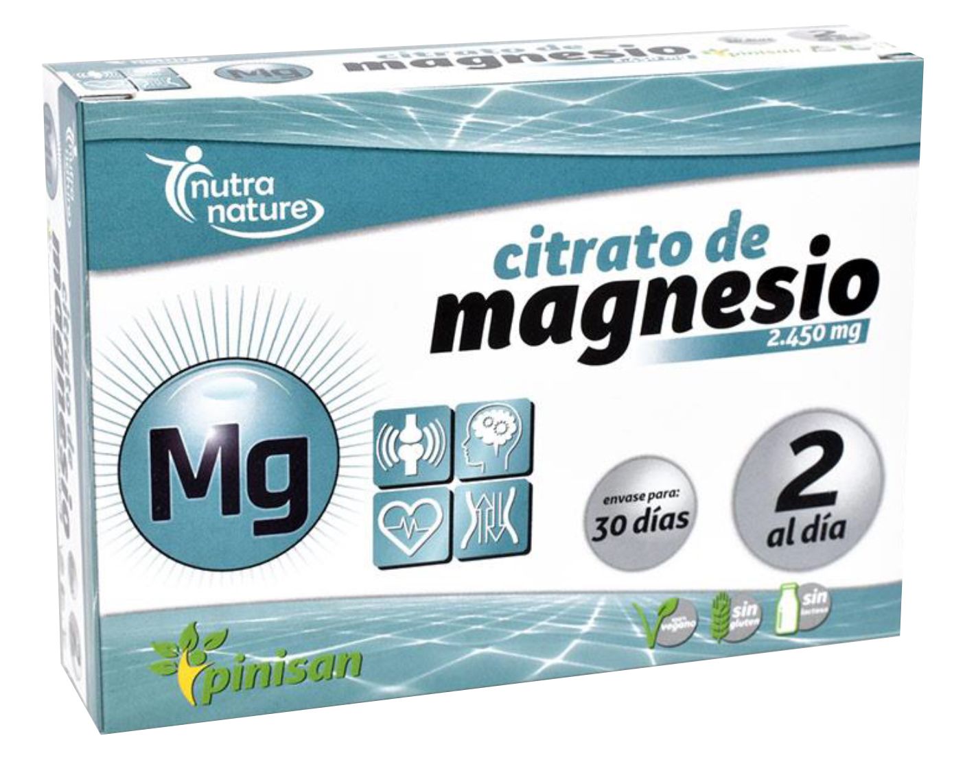 Citrato de Magnesio Pinisan 60 comprimidos alta absorción vegano