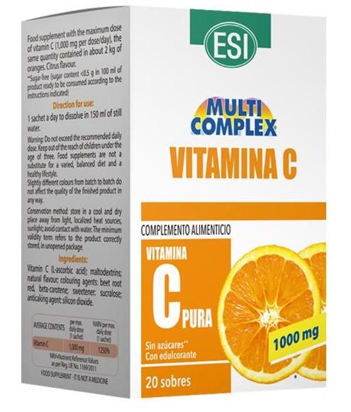 Multicomplex Vitamina C Pura 1000 mg – ESI – 20 sobres cítricos