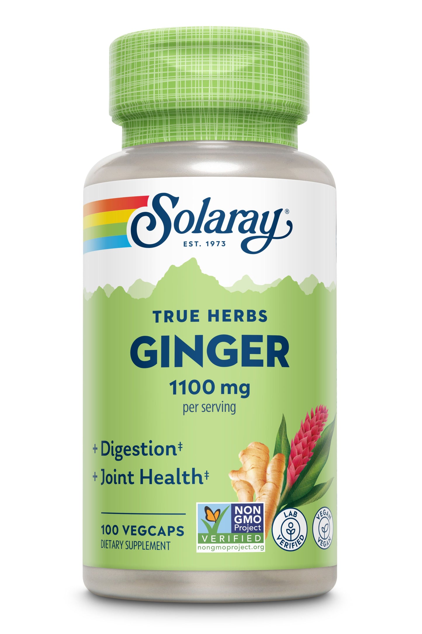 Suplemento de Jengibre Solaray 100 cápsulas veganas antiinflamatorio
