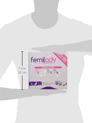 Femilady Pack 20 Compresas D–A, 8 Noche Y 30 Salvaslip Femi 100 ml