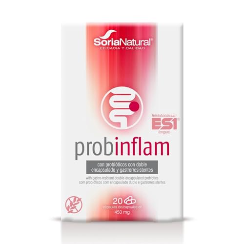 Soria Natural Probinflam - Con Probióticos, Vitaminas C, E, B3, B6, B2, B1 y Ácido Fólico – Ayuda a Proteger la Mucosa Intestinal - Apoya la Salud del Intestino - Caja con 20 Cápsulas de 450mg