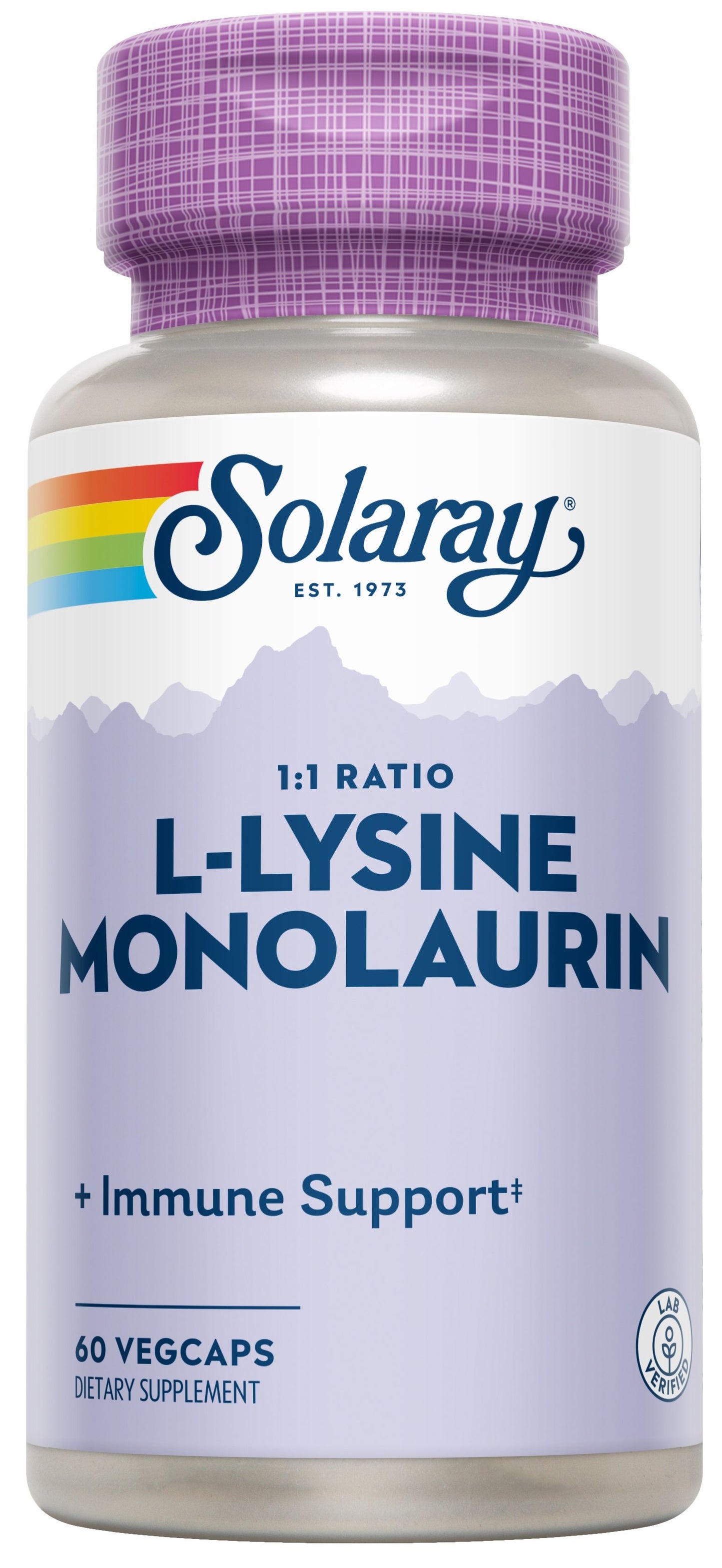 Suplemento Vegano L‑lisina con Monolaurina 60 Cápsulas Solaray