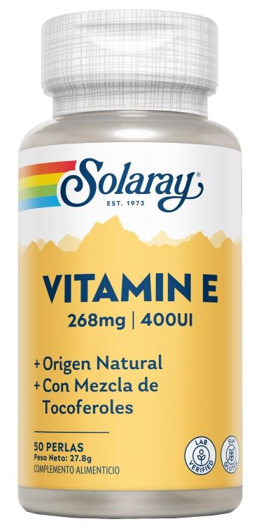 Vitamina E 400 UI Solaray - 50 Perlas Antioxidantes Potentes
