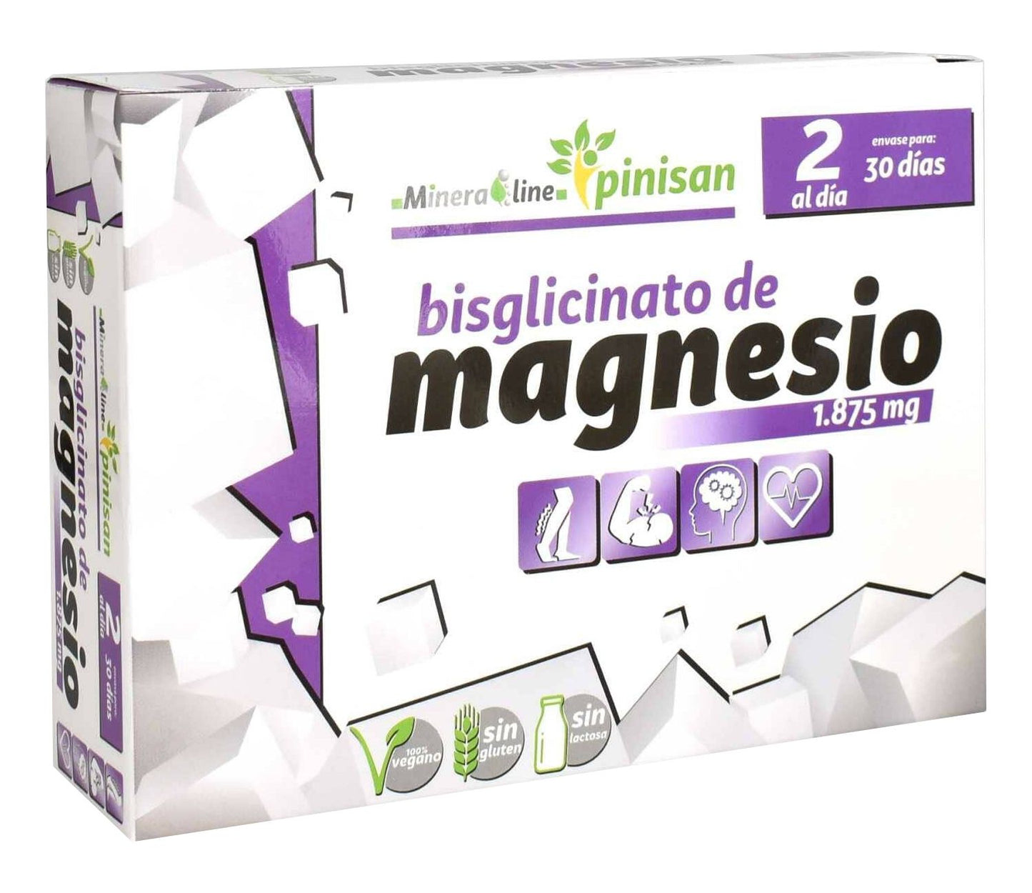 Bisglicinato de Magnesio Pinisan 60 Cápsulas Veganas para Energía