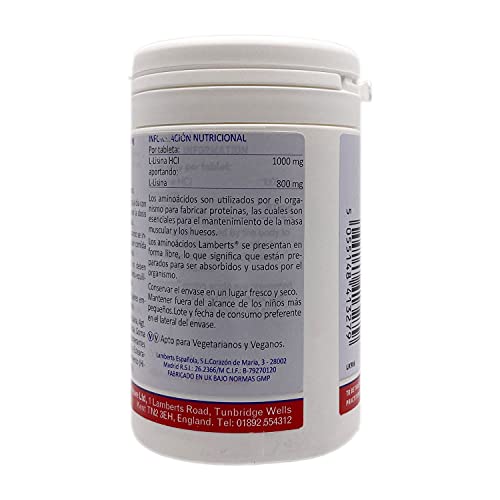 Lamberts L Lisina Hci 1000mg - 120 Tabletas, color Único