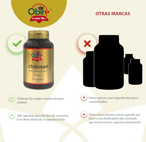 Obire - Chitosan 300 mg - Suplemento de Origen Marino - Ayuda a la Pérdida de Peso - Contribuye al Aumento de la Saciedad
