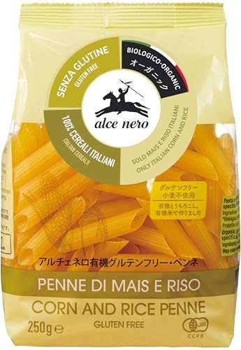 ALCE NERO 1597A004 MACARRONES Penne DE MAIZ Y ARROZ 250gr. Bio SG, Plástico