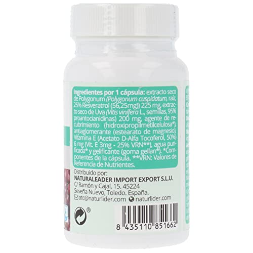Naturlider -Resveratrol - con Extracto de Uva y Vitamina E - Antiedad, Envejecimiento Saludable y Antioxidante - 60 Cápsulas