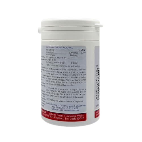 Lamberts Vitamina C 1000mg con Bioflavonoides y Escaramujo - 120 Tabletas