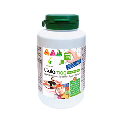 Novadiet - COLAMAG COMPRIMIDOS con Colágeno de Origen Marino, Ácido Hialurónico, Magnesio y Vitamina C, Ayuda a Proteger los Huesos, Piel, Articulaciones y Dientes - Colágeno - 180 Comprimidos