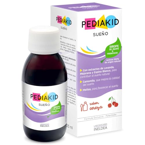 PEDIAKID - Sueño - Complemento alimenticio - Fórmula Exclusiva a base de Jarabe de Agave - Mejora la Calidad del Sueño - Ayuda a Conciliar el Sueño - Botella de 125 ml