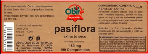Obire Pasiflora 500 mg 100 Comprimidos
