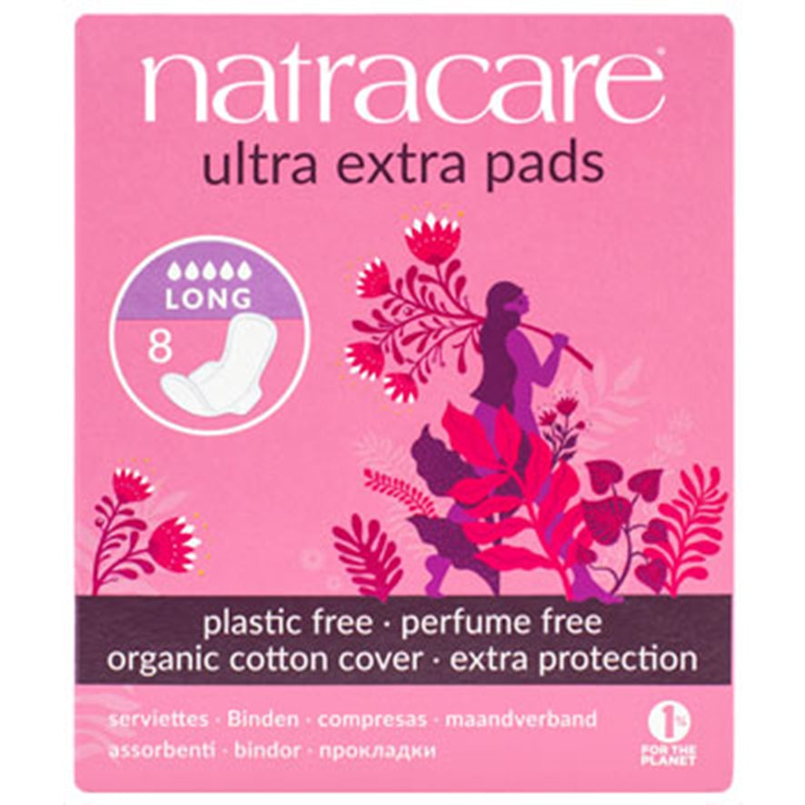 Compresa Ultra Extra Larga Alas Plegada Vegan 8 Natracare