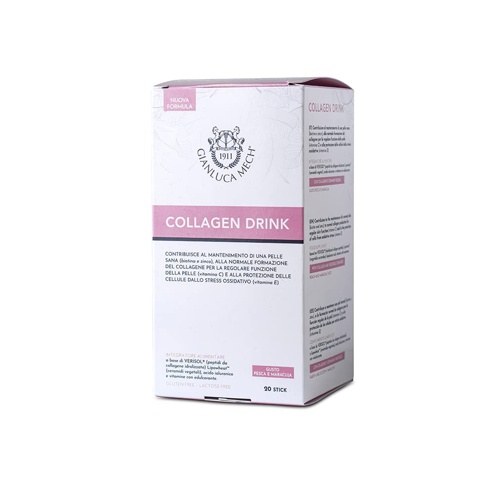 Gianluca Mech Bebida con Colágeno Y Ácido Hialurónico, Hidratación a la Piel Y Combate la Oxidación Cutánea, 20 X 20 Ml