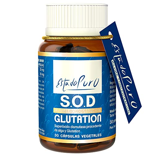 SOD Glutatión Estado Puro - Superóxido Dismutasa Procedente de Alga y Glutatión - Antioxidante Con Extractos Patentados - 30 Cápsulas Veganas de Tongil
