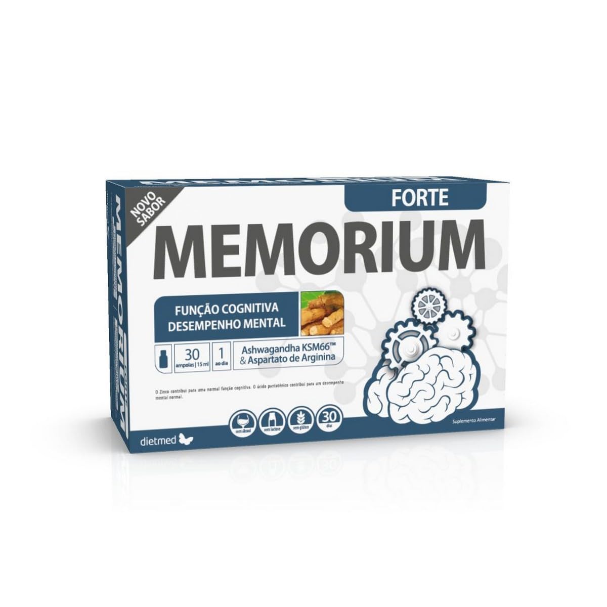 Dietmed | Memorium Forte - 30 X 15 ml Ampollas | Con Ashwaganda KSM66 & Aspartato de Arginina | 1 al día