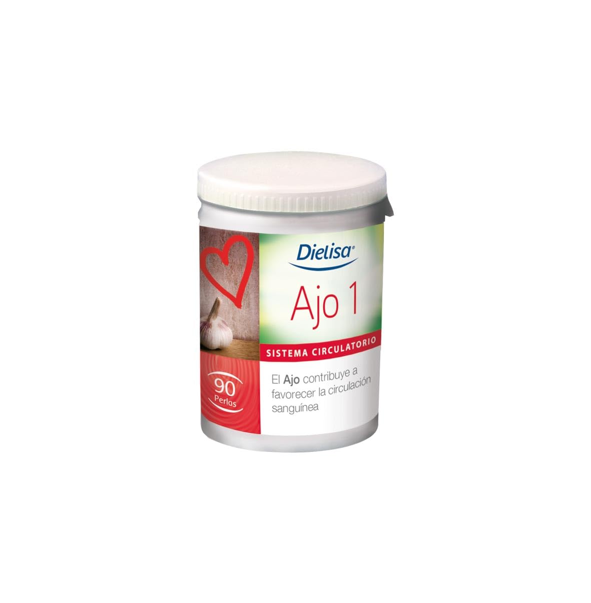 Dielisa - Ajo 1, Complemento Alimenticio a Base de Ajo Macerado, Contribuye a Favorecer la Circulación Sanguínea y a Mantener unos Niveles Normales de Colesterol - 90 Perlas