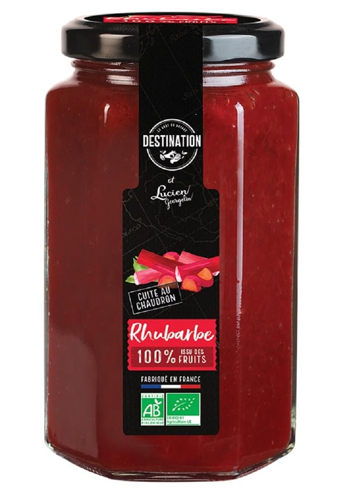 Destination - Mermelada de Ruibarbo BIO - Procedente de Cultivo Ecológico - Concentrado de Frutas - Sin Aromas Artificiales, Conservantes ni Lactosa - Para Desayunos y Meriendas - 300 g