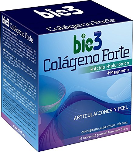 Colágeno Forte - Colágeno Hidrolizado alta absorción, Ácido Hialurónico, Magnesio, Vitaminas C, A y K - Articulaciones y Piel - Agradable sabor y fácil disolución - 30 sobres de 12 gramos