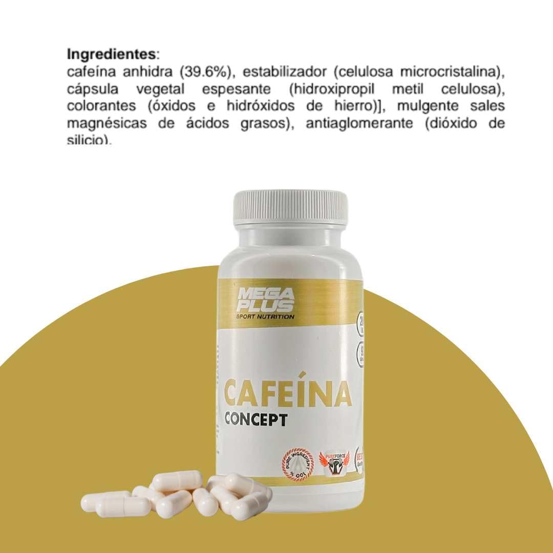 Cafeina - Cafeína Pura En Capsulas - Mega Plus Concept - Quemagrasa Potente - Pastillas De Cafeina - Ideal Para Rendimiento Deportivo - 200 Mg - 90 Capsulas