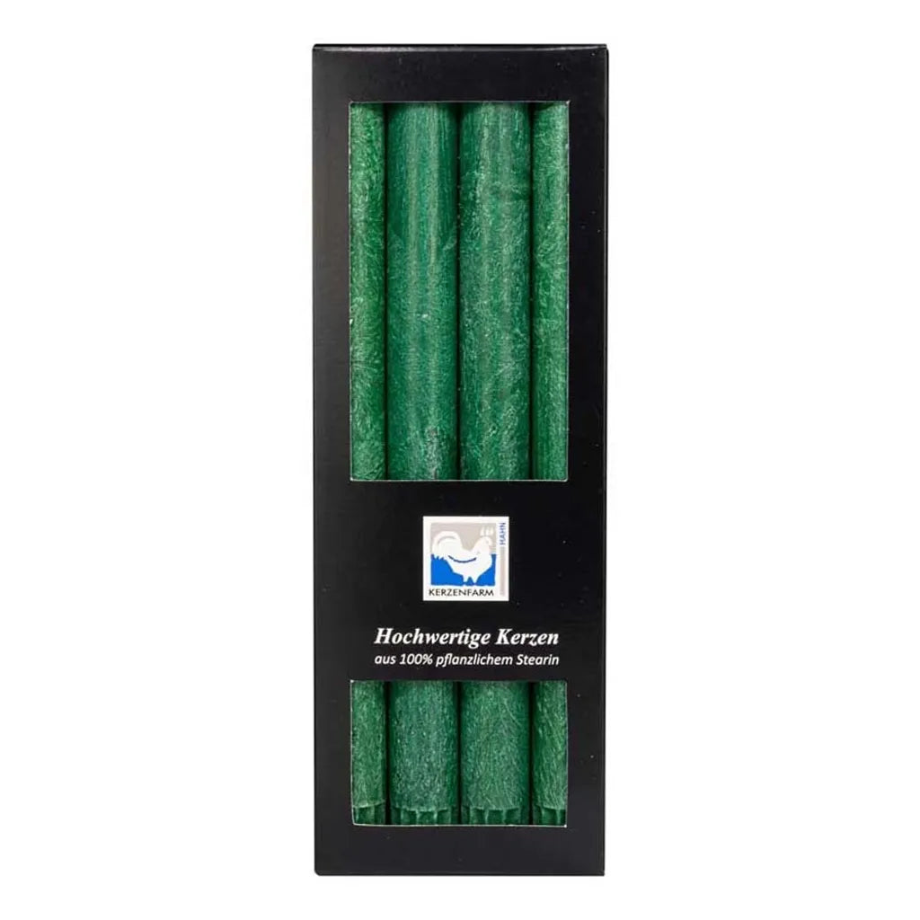 Kerzenfarm Hahn Cera de palma Velas de palo Verde Oscuro 250 x 22 mm, 1 x 4 St.