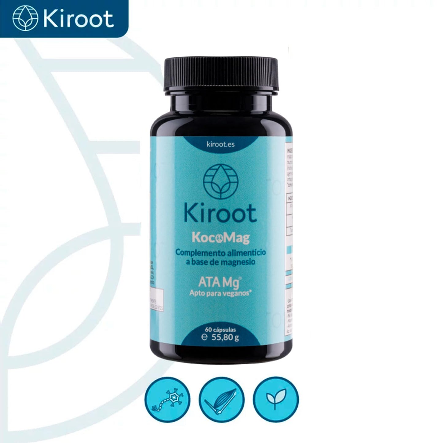 Kiroot KocoMag 60 Cápsulas - Complemento Alimenticio para Funcionamiento Normal del Sistema Nervioso y Función Psicológica | Estrés Crónico, Nerviosismo, Ansiedad, Migrañas | Apto para Veganos