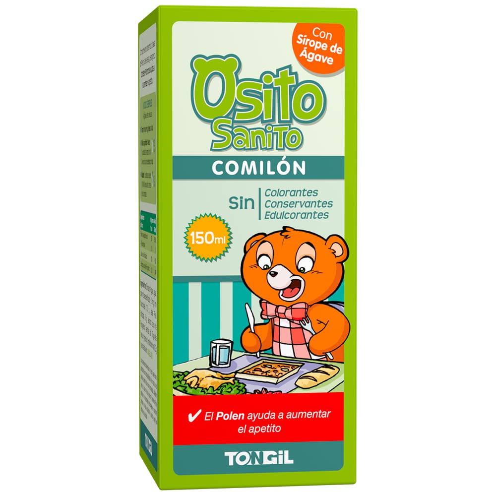 Osito Sanito Comilón 150 ml | Jarabe Infantil para Aumentar el Apetito - A base de Polen de Abeja, Jalea Real y Fenogreco - Con Sirope de Ágave. Sin gluten, Sin Edulcorantes | Laboratorios Tongil