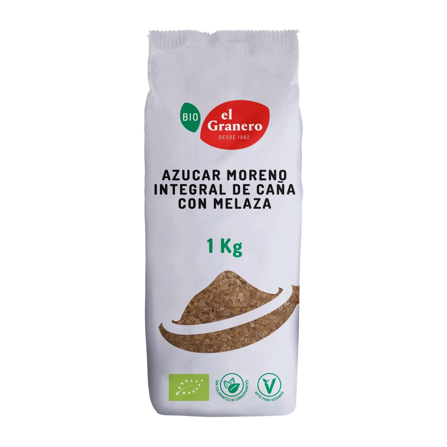 El Granero Integral - Azúcar Moreno Integral Bio - 1kg - Elaborado con Melaza de Caña - Rico en Vitaminas y Minerales - Ideal para Bebidas y Repostería - Apto para Veganos