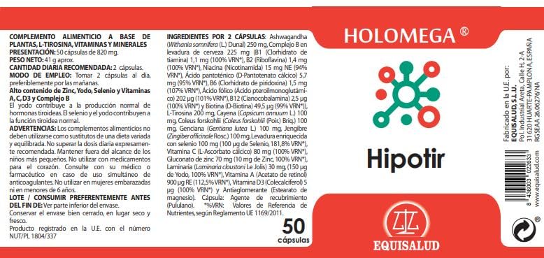 Holomega Hipotir de Equisalud, 50 cápsulas