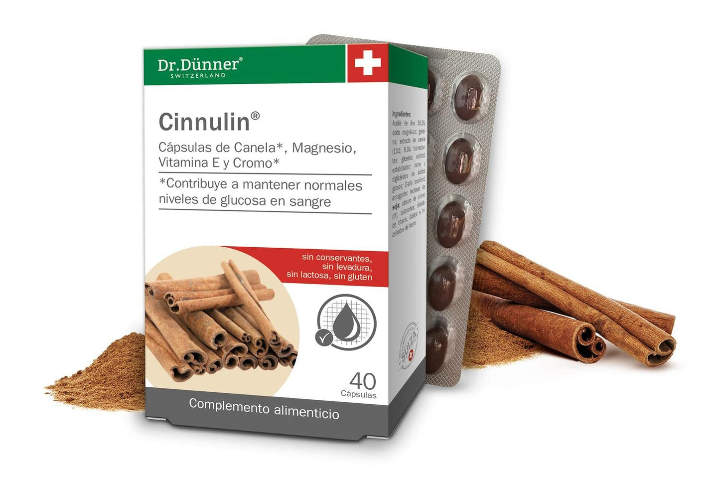 Salus - Cinnulin Complemento Alimenticio - 40 Cápsulas - Ayuda a Mantener Niveles Normales de Glucosa en Sangre - Elaborado con Extracto de Corteza de Canela de Ceilán, Vitamina E, Cromo y Magnesio