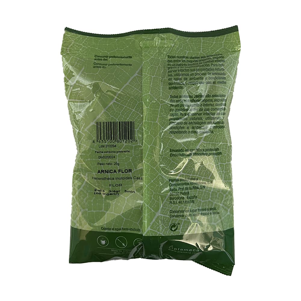 Plameca Arnica Flor Triturada - Envasado En Atmósfera Protectora, color Verde, 25 g, 25 gramo, 1