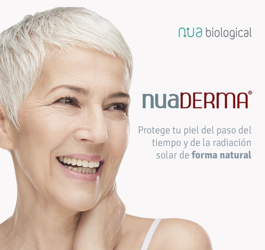 Nua Biological - NuaDerma, Complemento Alimenticio con Hidroxitirosol, Nutroxsun, Vitaminas y Minerales para Proteger y Nutrir la Piel del Envejecimiento - 30 cápsulas (858mg)
